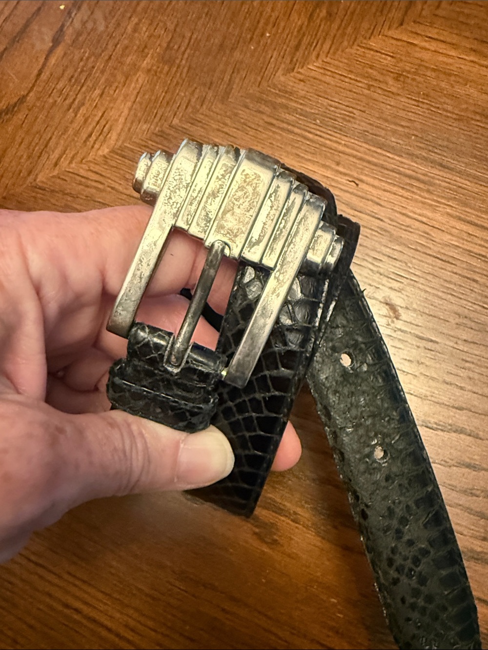 Ritz Genuine Snakeskin Belt Vintage 80s Black